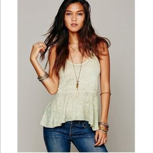 {M} We the Free Free People Green Striped Tank